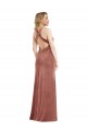Usine Rose Cannelle Trapèze Col V Velours Stretch Longue Formelles Robes demoiselle d'honneur / Robes de soirée / Robes de bal