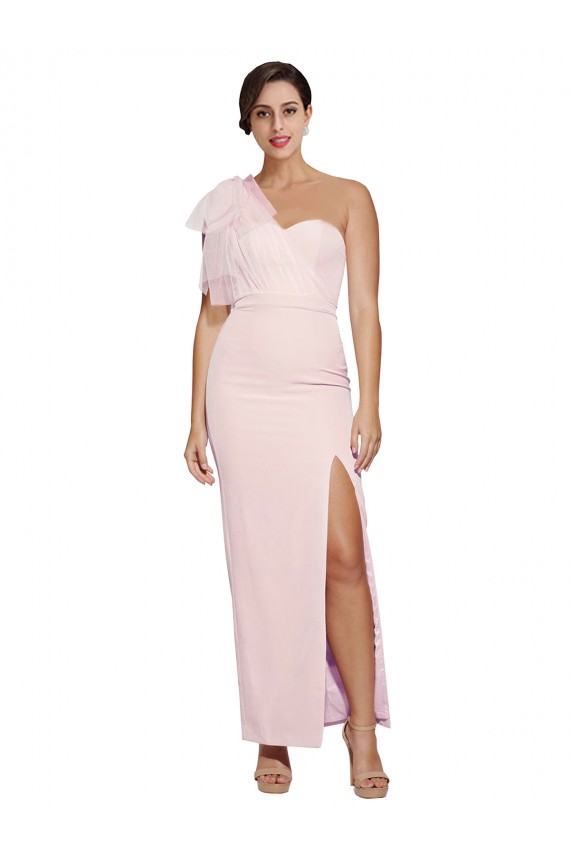 Usine Rose Fourreau Crêpe Stretch Longue Formelles Robes demoiselle d'honneur / Robes de soirée / Robes de bal