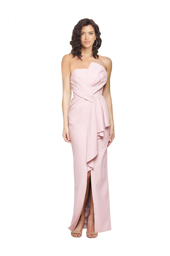 Usine Rose Fourreau Sans bretelle Crêpe Stretch Longue Formelles Robes demoiselle d'honneur / Robes de soirée / Robes de bal