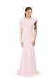 Usine Rose Sirène Col bijou Balayage train Crêpe Stretch Longue Robes demoiselle d'honneur / Robes de bal