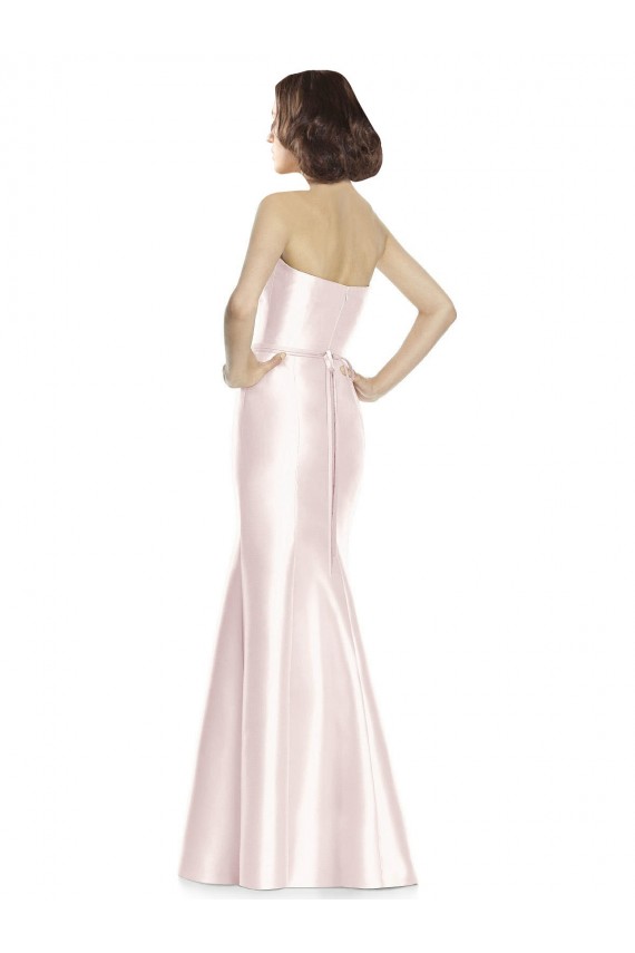 Usine Rose Sirène Sans bretelle Satiné Longue Robes demoiselle d'honneur