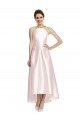 Usine Rose Trapèze Bretelles spaghetti Satiné Longue Asymétrique Robes demoiselle d'honneur