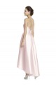 Usine Rose Trapèze Bretelles spaghetti Satiné Longue Asymétrique Robes demoiselle d'honneur