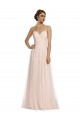 Usine Rose Trapèze Bretelles spaghetti Tulle Longue Robes demoiselle d'honneur