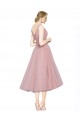 Usine Rose Trapèze Col V Tulle Courte Robes demoiselle d'honneur / Robes de cocktail