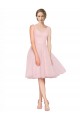 Usine Rose Trapèze Col V Tulle Courte Robes demoiselle d'honneur / Robes de cocktail