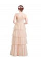 Usine Rose Trapèze Col V Tulle Longue Robes demoiselle d'honneur