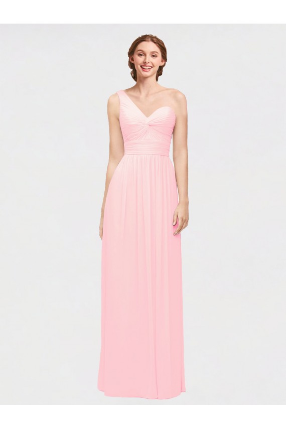 Usine Rose Trapèze Mousseline Longue Robes demoiselle d'honneur