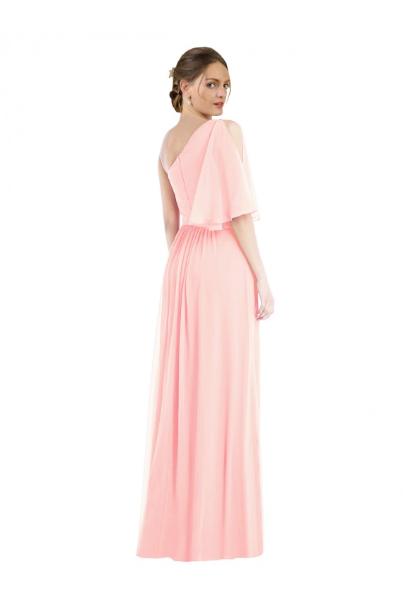 Usine Rose Trapèze Mousseline Longue Robes demoiselle d'honneur