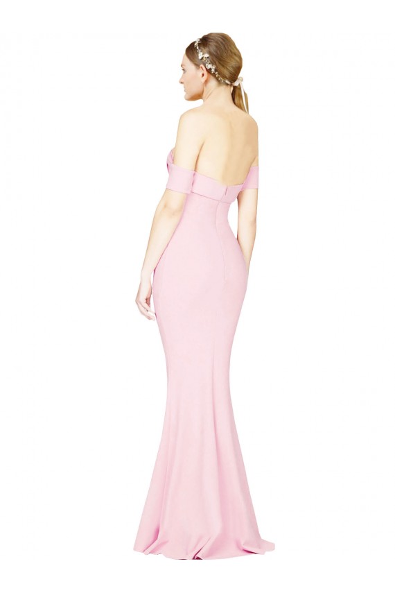 Usine Rose Trapèze Sans bretelle Crêpe Stretch Longue Formelles Robes demoiselle d'honneur / Robes de soirée / Robes de bal