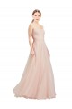 Usine Rose Trapèze Sans bretelle Tulle Longue Robes demoiselle d'honneur