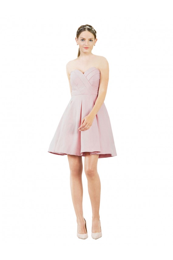 Usine Rose Trapèze Satiné Courte Robes demoiselle d'honneur / Robes de cocktail