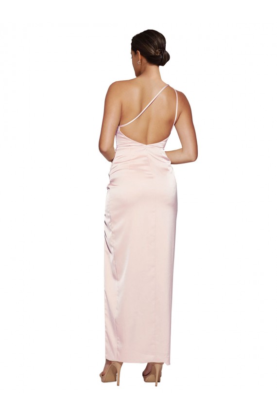 Usine Rose Trapèze Satiné Soyeux Longue Robes demoiselle d'honneur / Robes de bal