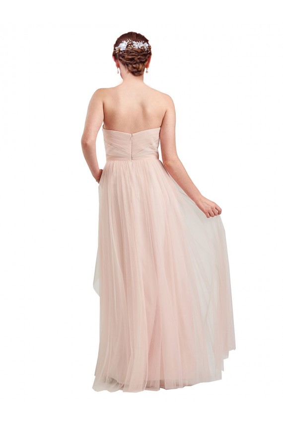 Usine Rose Trapèze Tulle Longue Robes demoiselle d'honneur