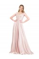 Usine Rose Trapèze Épaule Dénudée Satiné Longue Formelles Robes demoiselle d'honneur / Robes de soirée / Robes de bal