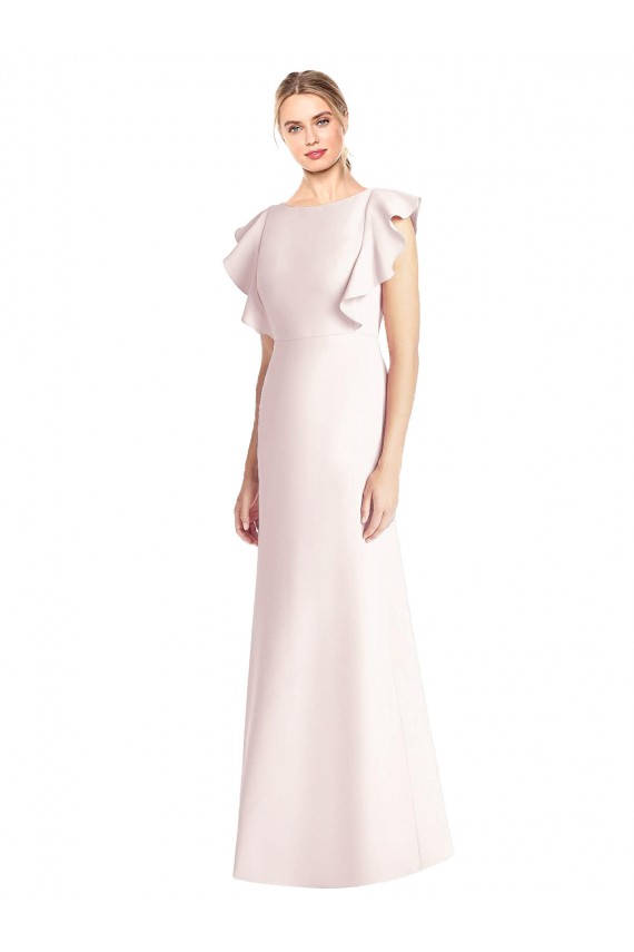 Usine Rose Trompette Bateau Crêpe Stretch Longue Robes demoiselle d'honneur / Robes de bal
