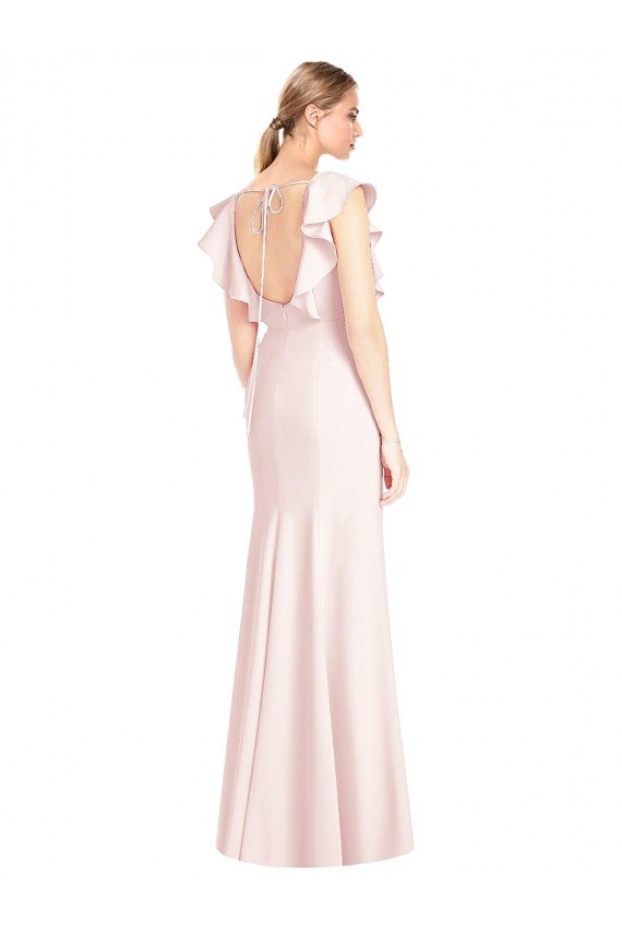 Usine Rose Trompette Bateau Crêpe Stretch Longue Robes demoiselle d'honneur / Robes de bal