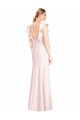 Usine Rose Trompette Bateau Crêpe Stretch Longue Robes demoiselle d'honneur / Robes de bal
