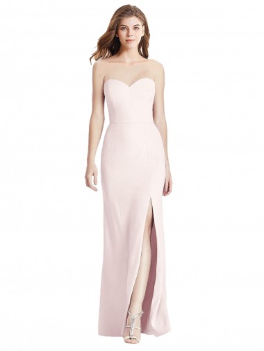 Usine Rose Trompette Sans bretelle Crêpe Stretch Longue Robes demoiselle d'honneur / Robes de bal