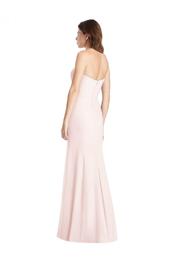 Usine Rose Trompette Sans bretelle Crêpe Stretch Longue Robes demoiselle d'honneur / Robes de bal