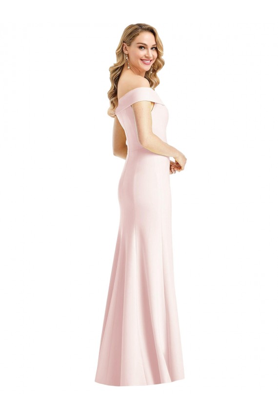 Usine Rose Trompette Épaule Dénudée Col V Crêpe Stretch Longue Formelles Robes demoiselle d'honneur / Robes de soirée / Robes de bal
