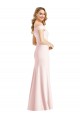 Usine Rose Trompette Épaule Dénudée Col V Crêpe Stretch Longue Formelles Robes demoiselle d'honneur / Robes de soirée / Robes de bal