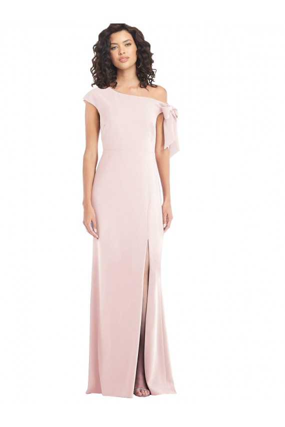 Usine Rose Trompette Épaule Dénudée Crêpe Stretch Longue Formelles Robes demoiselle d'honneur / Robes de soirée / Robes de bal