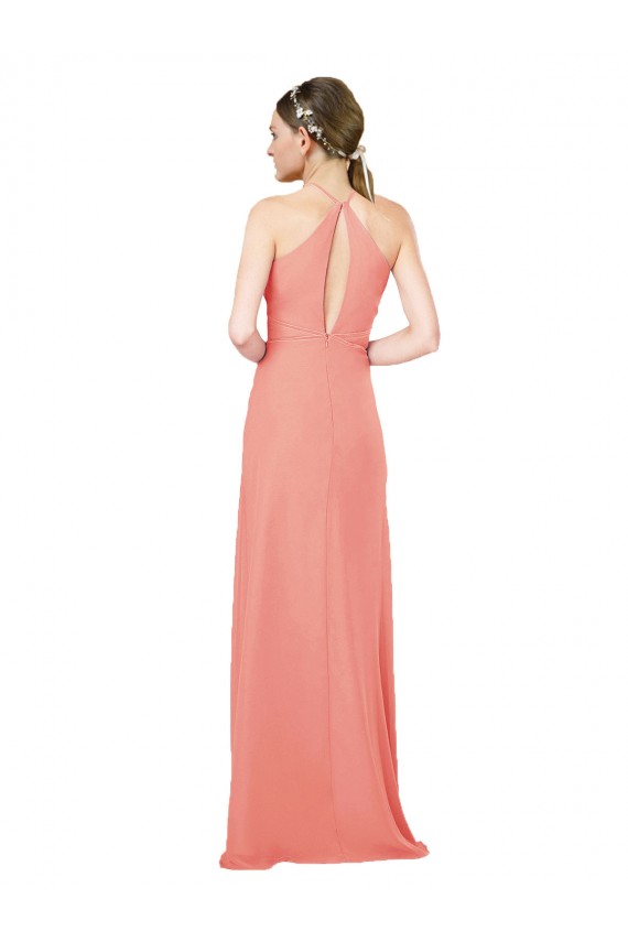 Usine Rose du Désert Fourreau Licou Mousseline Longue Robes demoiselle d'honneur