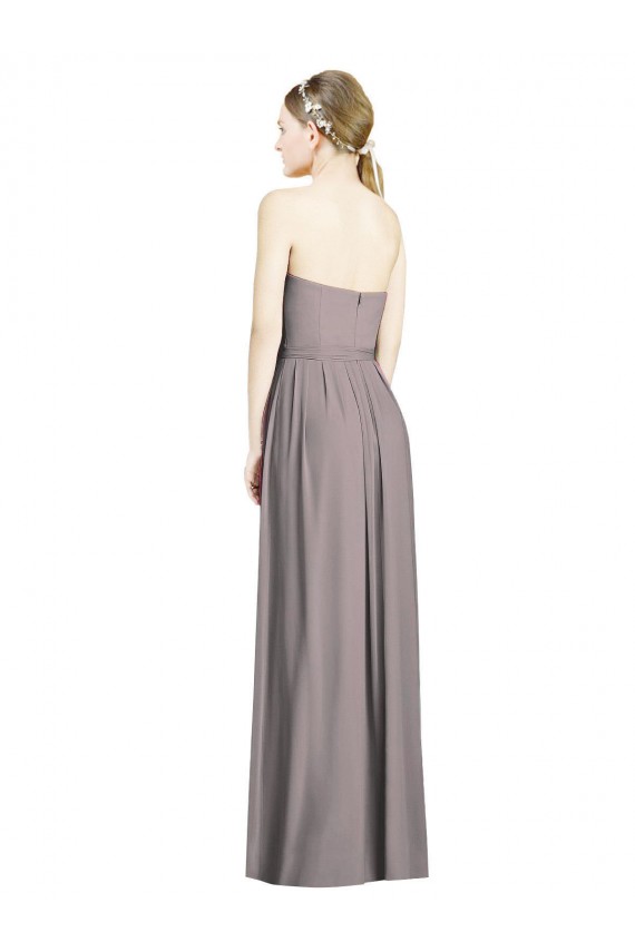 Usine Rose poudré Trapèze Mousseline Longue Robes demoiselle d'honneur