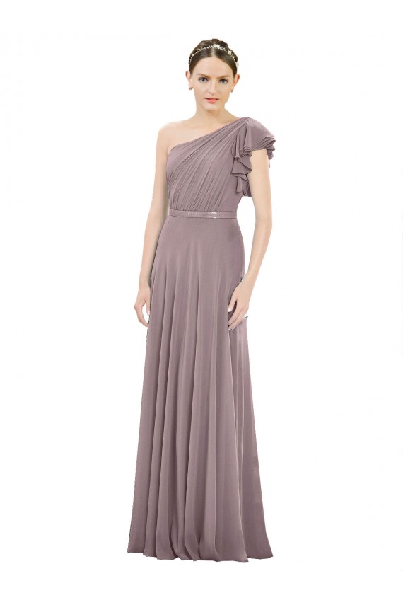 Usine Rose poudré Trapèze Mousseline Longue Robes demoiselle d'honneur