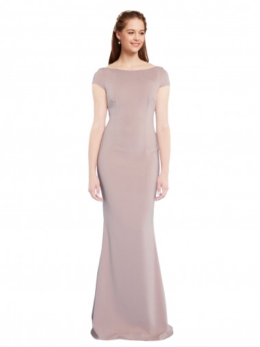 Usine Rose poussiéreux Sirène Col Bateau Crêpe Stretch Longue Formelles Robes demoiselle d'honneur / Robes de soirée / Robes de bal