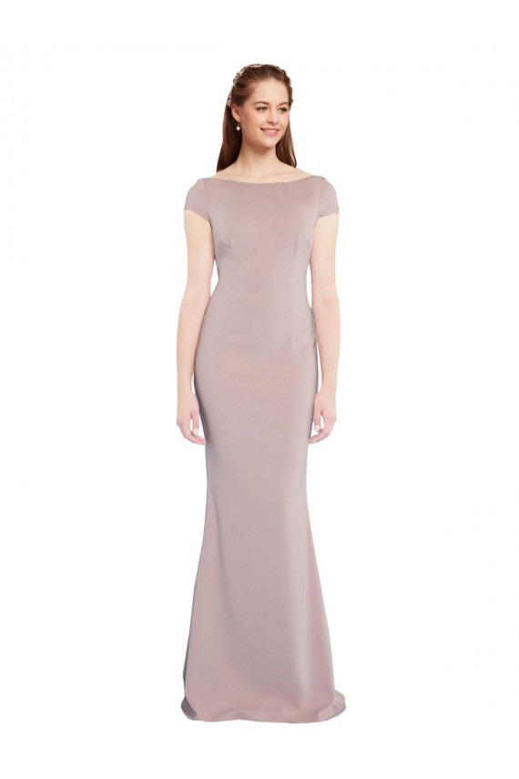Usine Rose poussiéreux Sirène Col Bateau Crêpe Stretch Longue Formelles Robes demoiselle d'honneur / Robes de soirée / Robes de bal