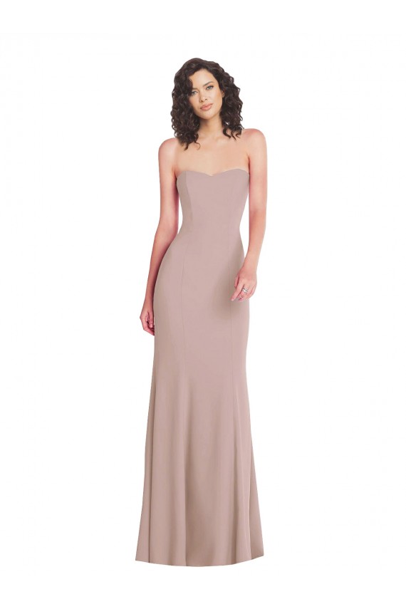 Usine Rose poussiéreux Sirène Sans bretelle Crêpe Stretch Longue Formelles Robes demoiselle d'honneur / Robes de soirée / Robes de bal