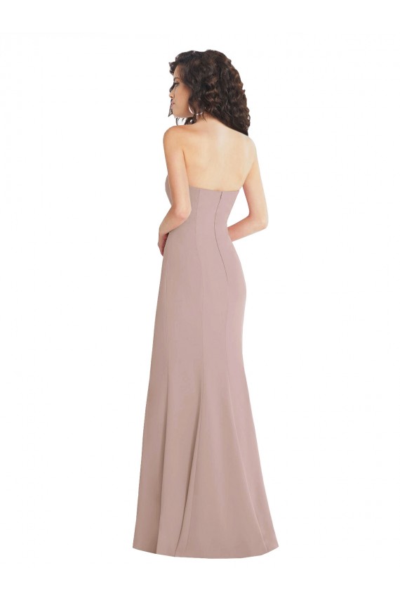 Usine Rose poussiéreux Sirène Sans bretelle Crêpe Stretch Longue Formelles Robes demoiselle d'honneur / Robes de soirée / Robes de bal