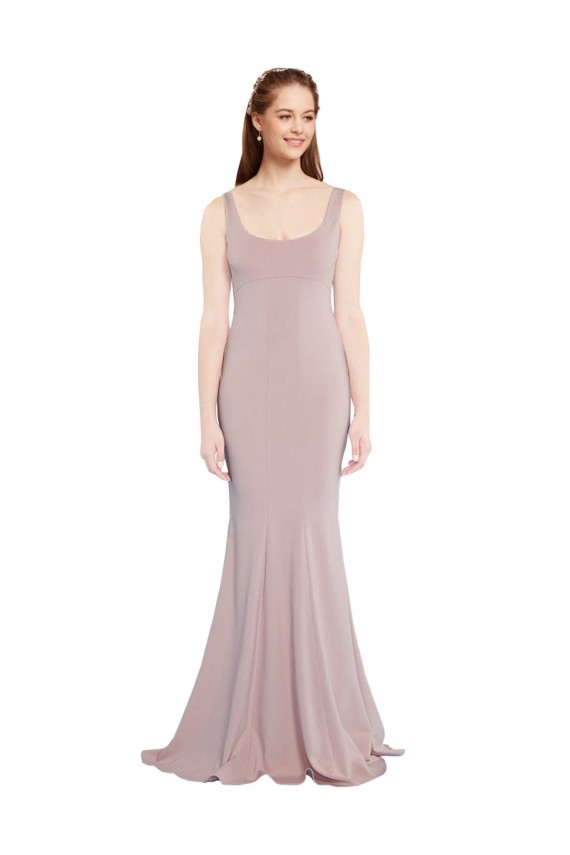 Usine Rose poussiéreux Sirène Scoop Crêpe Stretch Longue Formelles Robes demoiselle d'honneur / Robes de soirée / Robes de bal