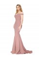 Usine Rose poussiéreux Sirène Épaule Dénudée Balayage train Crêpe Stretch Longue Formelles Robes demoiselle d'honneur / Robes de soirée / Robes de bal