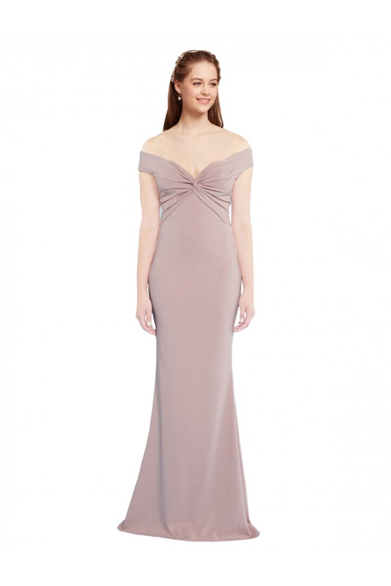 Usine Rose poussiéreux Sirène Épaule Dénudée Col V Crêpe Stretch Longue Formelles Robes demoiselle d'honneur / Robes de soirée / Robes de bal