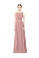 Usine Rose poussiéreux Trapèze Col Haut Mousseline Longue Robes demoiselle d'honneur