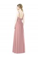 Usine Rose poussiéreux Trapèze Col Haut Mousseline Longue Robes demoiselle d'honneur