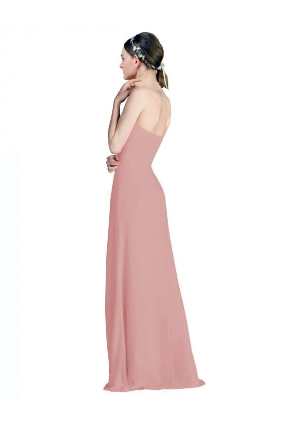 Usine Rose poussiéreux Trapèze Mousseline Longue Robes demoiselle d'honneur
