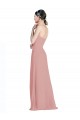 Usine Rose poussiéreux Trapèze Mousseline Longue Robes demoiselle d'honneur