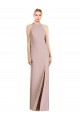Usine Rose poussiéreux Trompette Licou Crêpe Stretch Longue Robes demoiselle d'honneur