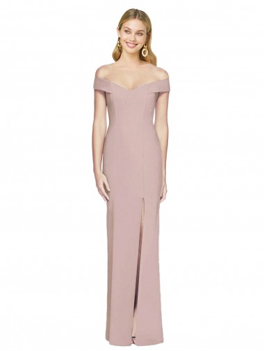 Usine Rose poussiéreux Trompette Épaule Dénudée Crêpe Stretch Longue Robes demoiselle d'honneur / Robes de bal