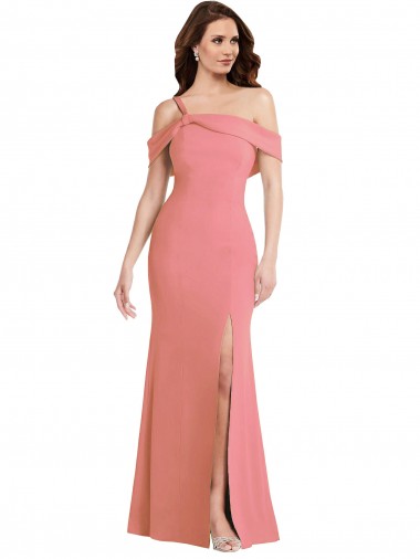 Usine Rose vif Trompette Crêpe Stretch Longue Robes demoiselle d'honneur / Robes de bal