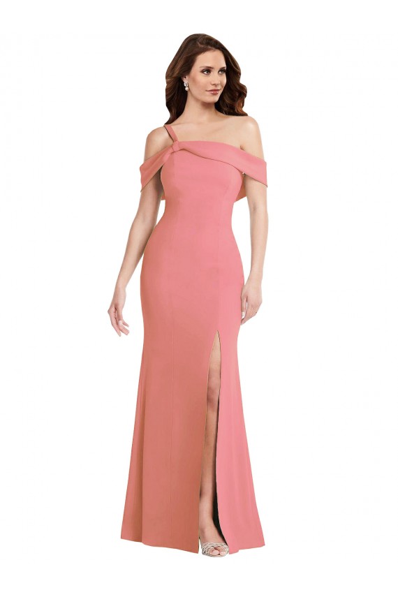 Usine Rose vif Trompette Crêpe Stretch Longue Robes demoiselle d'honneur / Robes de bal