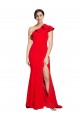 Usine Rouge Fourreau Balayage train Crêpe Stretch Longue Robes demoiselle d'honneur / Robes de bal