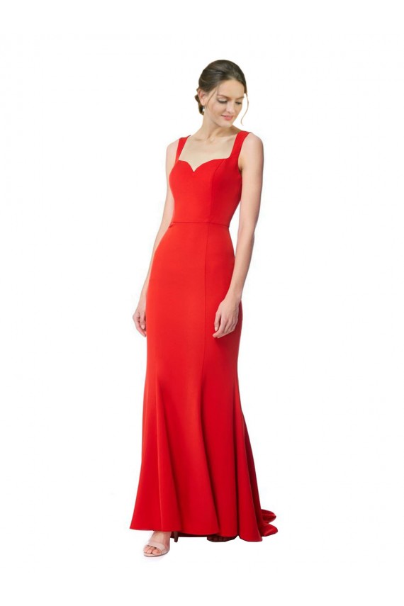 Usine Rouge Sirène Col Haut Crêpe Stretch Longue Formelles Robes demoiselle d'honneur / Robes de soirée / Robes de bal