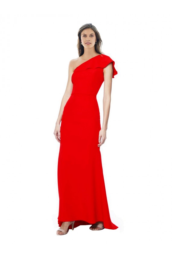 Usine Rouge Sirène Col Haut Crêpe Stretch Longue Formelles Robes demoiselle d'honneur / Robes de soirée / Robes de bal