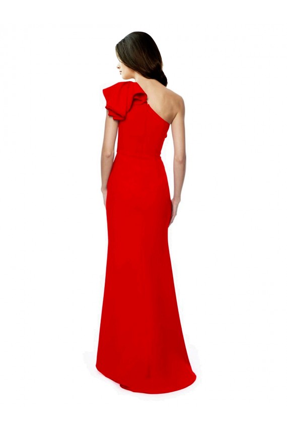 Usine Rouge Sirène Col Haut Crêpe Stretch Longue Formelles Robes demoiselle d'honneur / Robes de soirée / Robes de bal