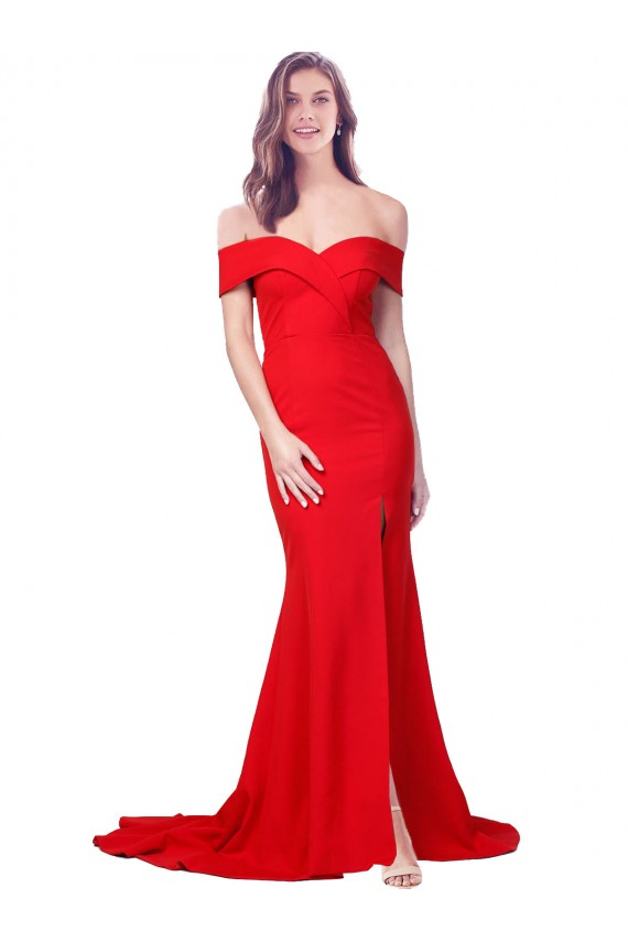Usine Rouge Sirène Crêpe Stretch Longue Formelles Robes demoiselle d'honneur / Robes de soirée / Robes de bal